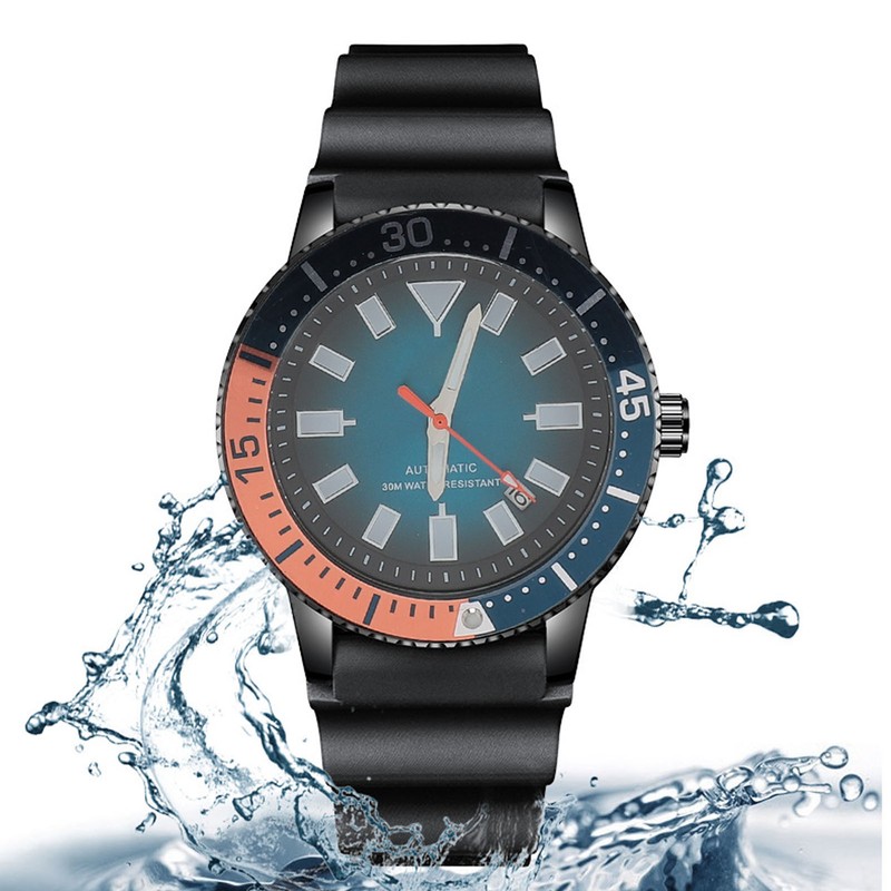 Men Chronograph Watch Rotatable Bezel Self Winding Automatic Movement Waterproof