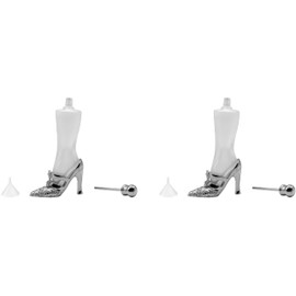 Stephanie Imports Set of 2 Vintage Stiletto Shaped Refillable Perfume Bottles (Floral Silver Straps)