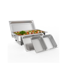 Electric Chafing Dish Buffet Set, 9QT Buffet Servers and Warmers Stainless Steel, Commercial Food Warmer with 1 Full-Size Pan & 2 Half-Size Pan, Temperature Control Display for Parties, Catering