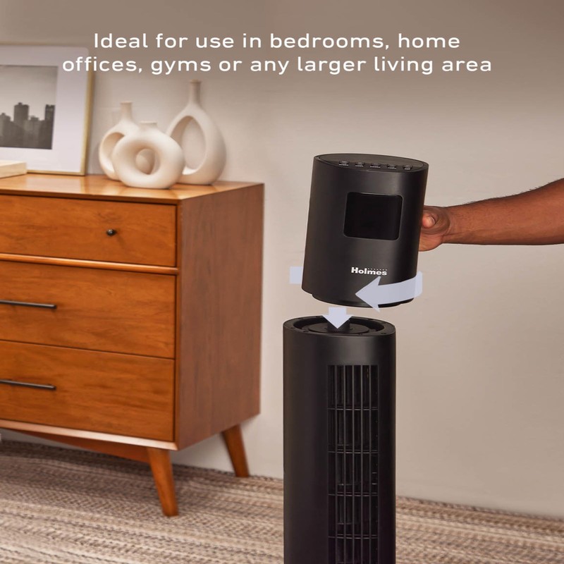 HOLMES STACK-N-CONNECT 45" Digital Tower Fan, ClearRead Display, Bonus Storage