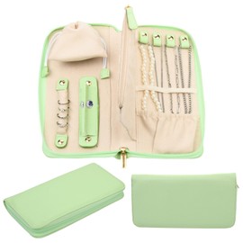 Homakover Travel Jewelry Case Organizer, Portable Jewelry Travel bags for Tangel Free Necklace, Earrings, Rings, Bracelets, Travel Essentials (Macaron Green)