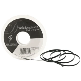 Berisfords 3501 30 m x 3 mm Double Faced Satin Ribbon, Black