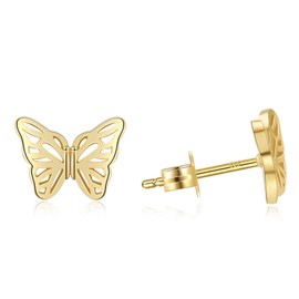 ToHeart Gold Butterfly Earrings Flat Back Stud Earrings Gold Hypoallergenic Small Gold Stud Earrings Gifts Bff Birthday