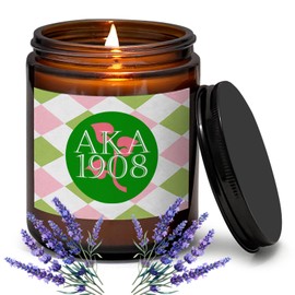 AKA Sorority Gift Sorority 7oz Lavender Scented Candle Sorority Paraphernalia Gift Pink and Green 1908 Sorority Home Decor Candle(Candle-Green 1908)