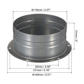 PATIKIL 5" Duct Connector Flange, Metal Straight Pipe Exhaust Flange Duct Mounting Plate with Screws for Air Heating Cooling Ventilation HVAC System