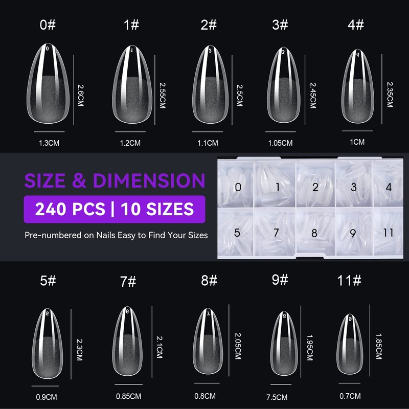 Gelike EC Medium Almond Nail Tips – Full Cover Soft