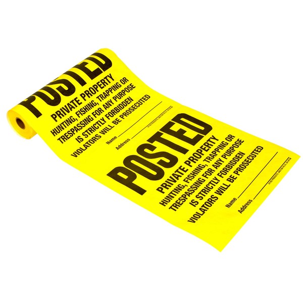 Hy-Ko Products TSR-100 Posted Private Property Tyvek Sign Roll 11" x 11" Yellow, 100 Pieces