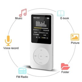 Dpaaoyer MP3 Player USB Charging Record Digital Display Screen Media Portable Running Walking Music Play Black