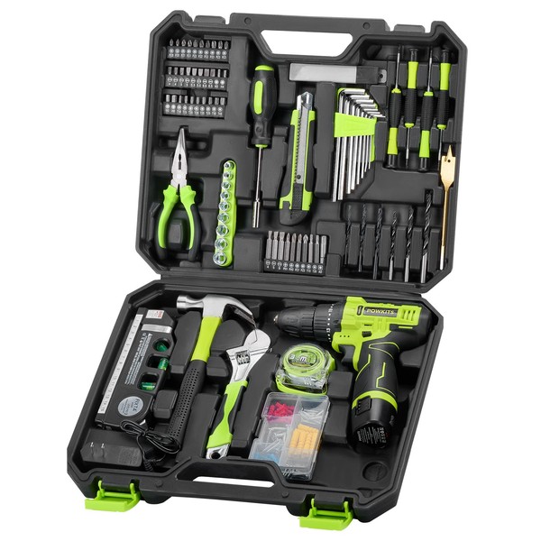 POWKITS Cordless Drill: 12V Power Drill Set with Lithium Battery,