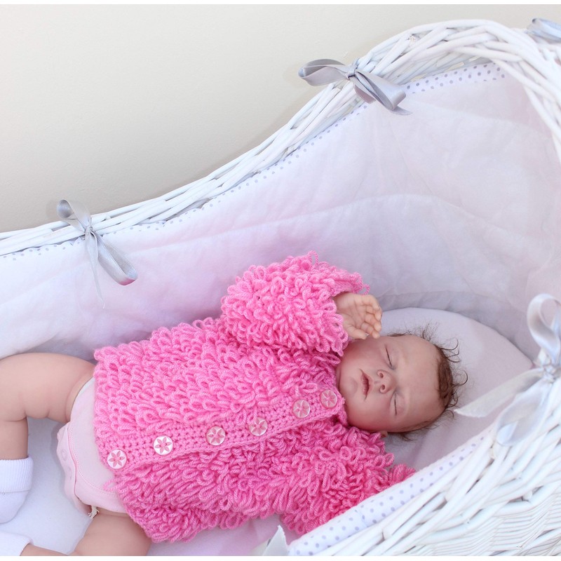 Crochet Pattern for Babies Loopy Cardigan, Babies Double Knitting Crochet