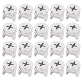DOYUKY Pack of 20 Eccentric Furniture Connectors, 15 x 12 mm Furniture Cam Lock, Furniture Connector, Cabinet Connector Fastener, Zinc Alloy Eccentric Cam Wheel, for Cabinet, Drawer, Furniture Panel