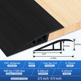 Floor-Transition-Strip Door-Threshold 72 inch, 2/5 to 3/5 in Thresholds for Doorways, Edge-Reducer Transition-Strips for Door/Floor (Black)