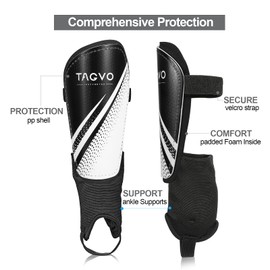 TAGVO Football Shin Guards for Kids, Boys Girls Youth Football Shin Pads, Football Equipment with Ankle Sleeves Protection, Junior Adults Sizes Adjustable Football Shinguards, XS