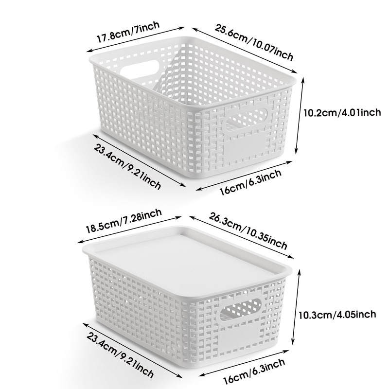 Plastic Storage Basket with Lids 12 Pack Stackable Storage Bins
