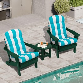 Crestlive Products Adirondack Chair Cushion Outdoor Rocking Chair Cushions Water Resistant 50x20x4 Inch High Back Patio Chair Cushions Set of 2 Thick Patio Replacement Cushion Blue Stripe