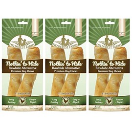 Fieldcrest Farms Nothing to Hide Natural Rawhide Alternative 5'' Rolls for Dogs - 3 Pack (6 Chews) Premium Grade Easily Digestible Chews (Chicken)