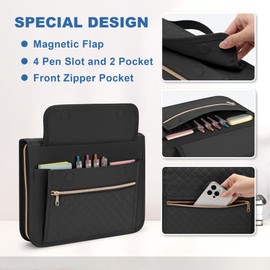 Damero Folio Cover Compatible for Rocketbook Core, Panda and Fusion, Reusable Notebook Cover for Letter Size 8.5'' x 11'' with Pen Holder and Magnetic Clasp, Black