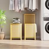 SMIBUY Double Laundry Hamper with Lid, 120L Bamboo Laundry Basket