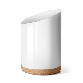 KITEISCAT Large Ceramic Utensil Holder for Kitchen Counter, Modern Crock with Slanted Top & Cork Mat, for Spatulas & Cooking Spoons, White