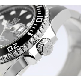 [HYAKUICHI 101] ダイバーズウォッチ 自動巻き(手巻付き) ハック機能あり オートマチック 機械式 ねじ込み式りゅうず 日付表示 200m防水 逆回転防止ベゼル 腕時計 ブラック メンズ