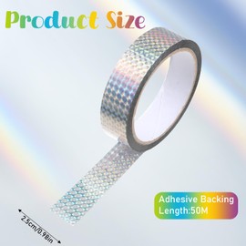 EupHHonycs Bird Scare Tape, Silver Reflective Tape for Birds, Reflective Holographic Adhesive Tapes, Self-Adhesive Bird Scare Ribbon for Keep Birds Away, DIY Crafts, Daily Home Use(1inch 54 Yard)