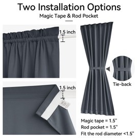 Vatge Sidelight Curtains for Front Door, 12 Inch Wide Narrow Window Curtains for Side Door, 1 Panel, W12 x L72, Grey