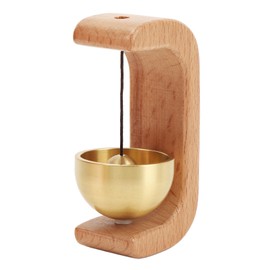 CHEOTIME Magnetic Shopkeepers Bell for Door Opening,Golden Beech Wood Brass Suction Door Chimes When Door Opens,Doorbell Chime,Office Ornaments Decoration