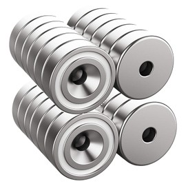 Magnetpro Magnets 10 kg Force 20 x 7 mm with Hole and Capsule Countersunk Pot Magnet with Screws Pack of 24