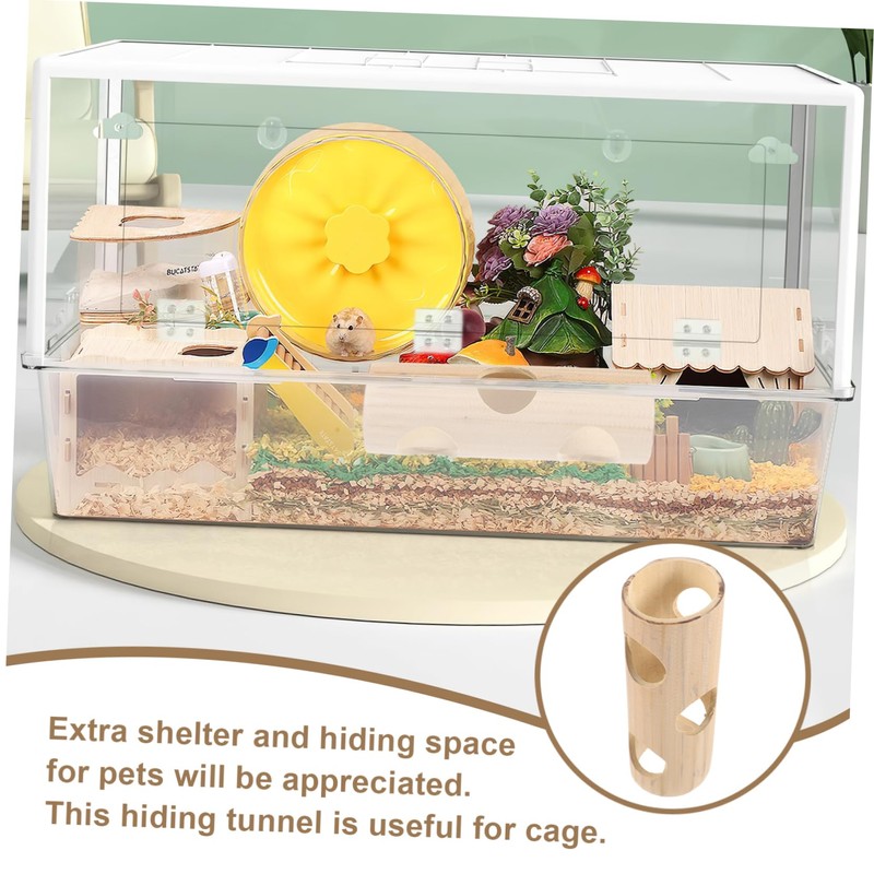 Sosoport Hamster Bamboo Hideout Tunnel Plaything Medium Natural Chew Toy