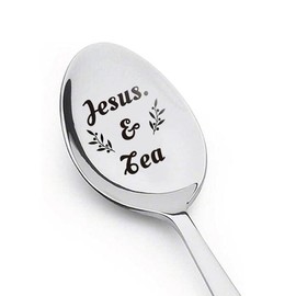 RFTWXHPN Jesus and Tea Spoon Gifts for Women Men Jesus Tea Lovers Gift for Grandma Dad Christian Gifts for Friend Daughter Christmas Birthday Gift for Husband Aunt Tea jesus Gift Spoons