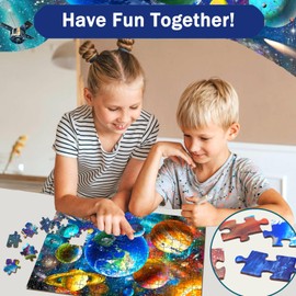Puzzles for Kids Ages 8-10 6-8 - Solar System Planets- 200 Piece Jigsaw Puzzles for Kids Ages 10-12 Year Old and Adults.Colorful Children Puzzles for Girls and Boys Educational Toys