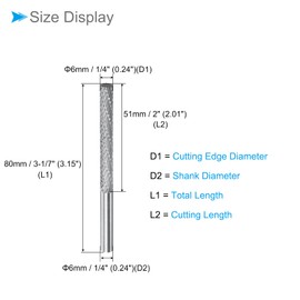CoCud Tungsten Carbide Rotary Burrs File, 6mm Shank 6mm Dia, Double Cut Cylinder Shape Rotary Burrs Tool - (Applications: for Metal Carving)