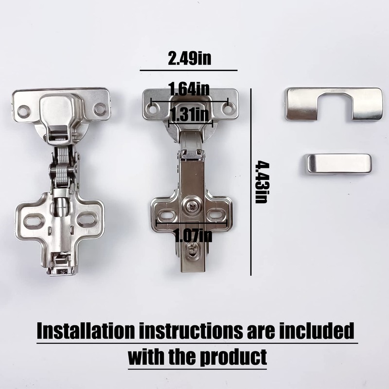 4 Pieces 105° Hinge with Damper, Standard Hinge for Kitchen