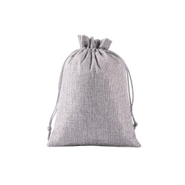 KONMAY Set of 10, 20 x 30 cm, grey jute bags, gift bags with drawstring, large jute bag, linen bag, hessian jewellery bag with drawstring for lavender flowers, jewellery, gifts