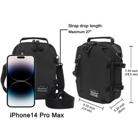 Rangeland Convertible Crossbody Belt Bag Fashion Trendy Cell-Phone and Wallet Pouch, Mini Handbag for Women Men Teens Travel, All Black