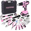 FASTPRO 177-Piece 20V Pink Cordless Lithium-ion Drill Driver and Home