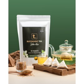 T. Buckwheat Tea (Teabags) | Soba-cha | Good for Digestion, Calming, Antioxidant-rich | Suitable for Pregnancy | 100% Roasted Tartary Buckwheat | Caffeine/Gluten/Sugar-Free (1 Pack, 50 Teabags)