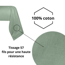 STOF - Bolster pillowcase - Size 45 x 185 cm - Quality cotton percale - 100% Oeko-Tex certified cotton - Colour Green - Elysee model - Bed linen for the home