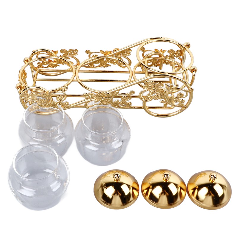 3 Piece Set European Style Gold Sugar Jar with Lid