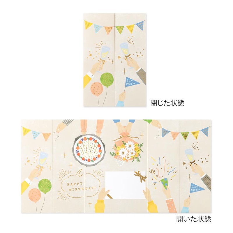Midori 88723006 Cards, Open Birthday, Party Pattern