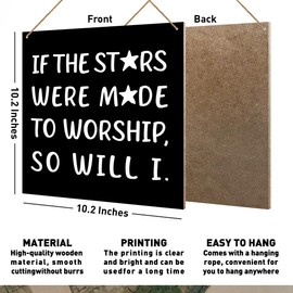 Christian Sign Wall Decor, God Bible Verse Wall Decoration for Home Office Bedroom, Religion Religious Scripture Wall Art, Christian Gifts for Women Men Church Group, Stars Were Made to Worship