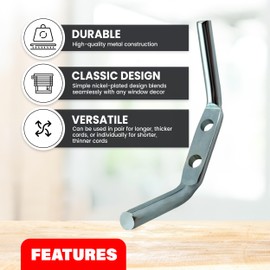 Amazing Drapery Hardware 2-7/8" Nickel-Plated Cord Cleats with Mounting Hardware - 8 Pack with Screws and Plugs