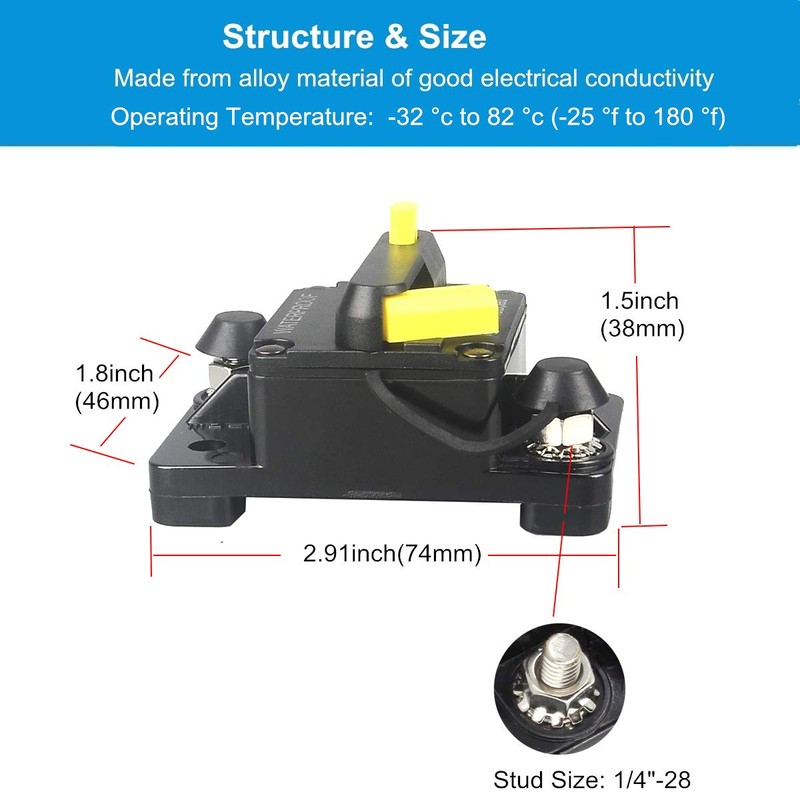 WOHHOM 300 Amp Circuit Breaker DC 12V -48V Waterproof 30A-300A