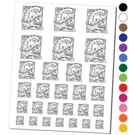 Small Dinosaur Spooked by Big Brontosaurus Temporary Tattoo Water Resistant Fake Body Art Set Collection - Black (One Sheet)