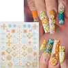 5 Sheets Bohemian Style Nail Decals Embossed Flower Star Nail