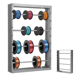 tonchean Wire Spool Rack, Cold-Rolled Steel Wire Spool Holder Wall Mounted Wire/Cable Dispenser with 4 Adjustable Rods Conduit Display & Storage for Electrical, Industrial & Retail Use Gray