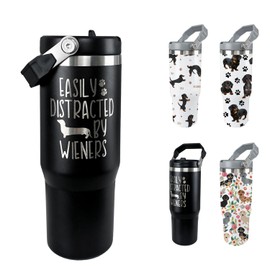 Ztuhjvy Dachshund Dog Tumbler Weiner Weenie Gifts for Women Men 30 Oz Dog Tumbler Insulated Dachshund Water Bottle Cup with Handle