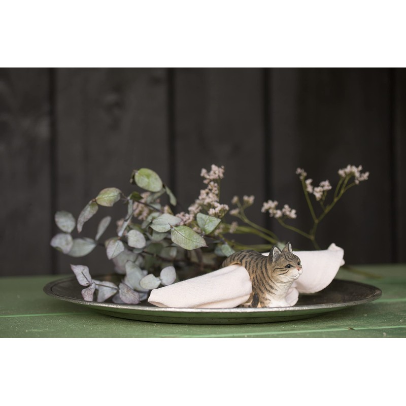 Wildlife Garden WG4565 Napkin Ring Cat - Hand Carved Wooden