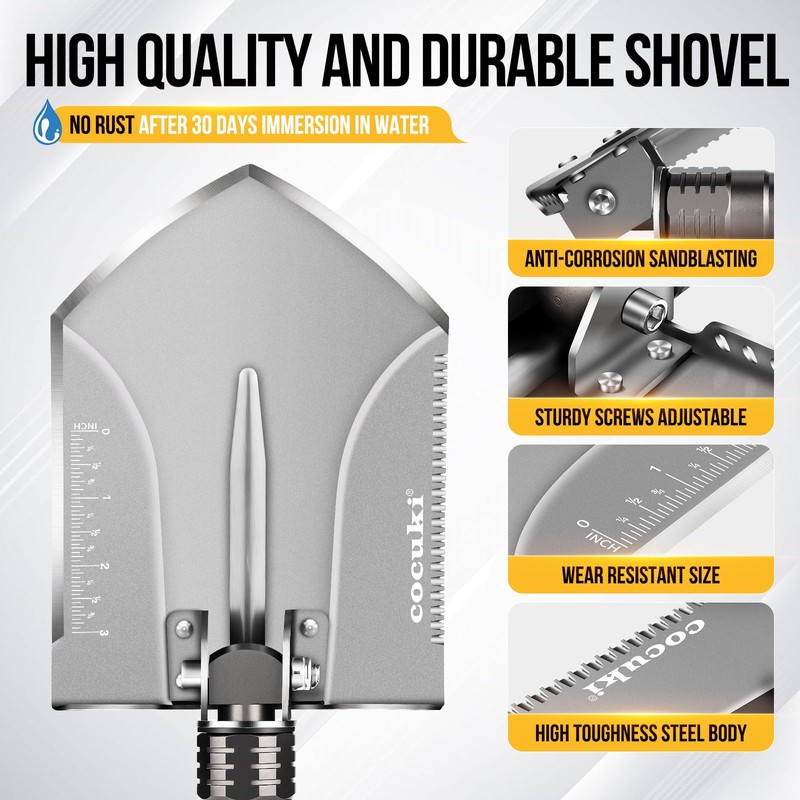 CoCuKi Outdoor Folding Camping Shovel Multitool Gear with High-Carbon Steel