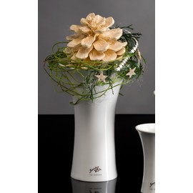 Sandra Rich Porzellanvase Tulip weiß konkav 22 cm hoch Ø 13,5 cm